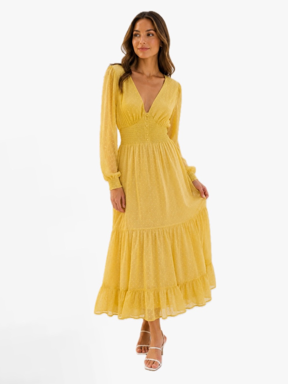 TRULY 4 YOU WOMEN S YELLOW SHEER LONG SLEEVE BOHO MAXI DRESS